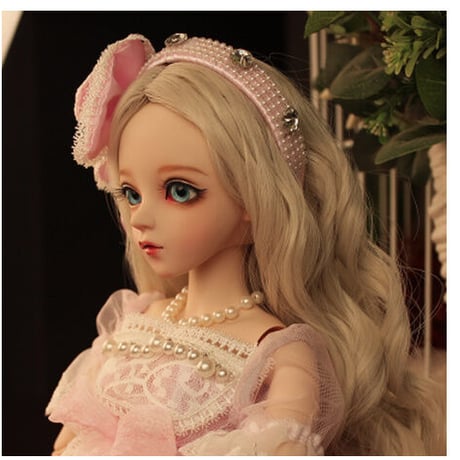 【金髪】 球体関節人形 1/3 BJD フルセット ピンクの衣装 60cm 本体＋眼球＋ウィッグ＋服＋靴 メイクアップ済み 女の子 大きい カスタムドール 美少女 【エレガント・優雅】