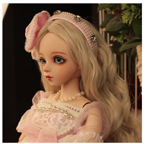 金髪ウェーブヘアの球体関節人形 金髪】 球体関節人形 1/3 BJD フルセット ピンクの衣装 60cm 本体＋