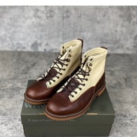ヴィンテージ スタイル ホワイト ブラウン 高級 本革 ブーツ