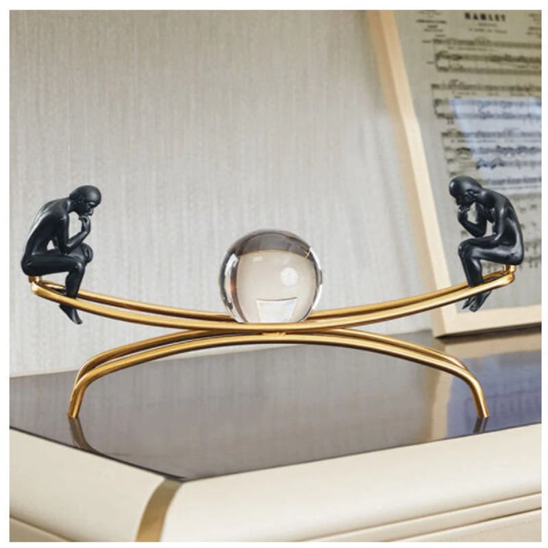 オブジェ】 置物 北欧インテリア 彫刻 考える人 水晶 おもしろ アート