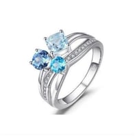 JewelryPalace イミテーション ブルートパーズ 3ストーンリング