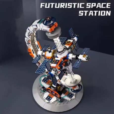【360度回転可能！】 地球儀 宇宙ステーション 透明 ブロック  LEGO互換 プレゼント インテリア 知育玩具