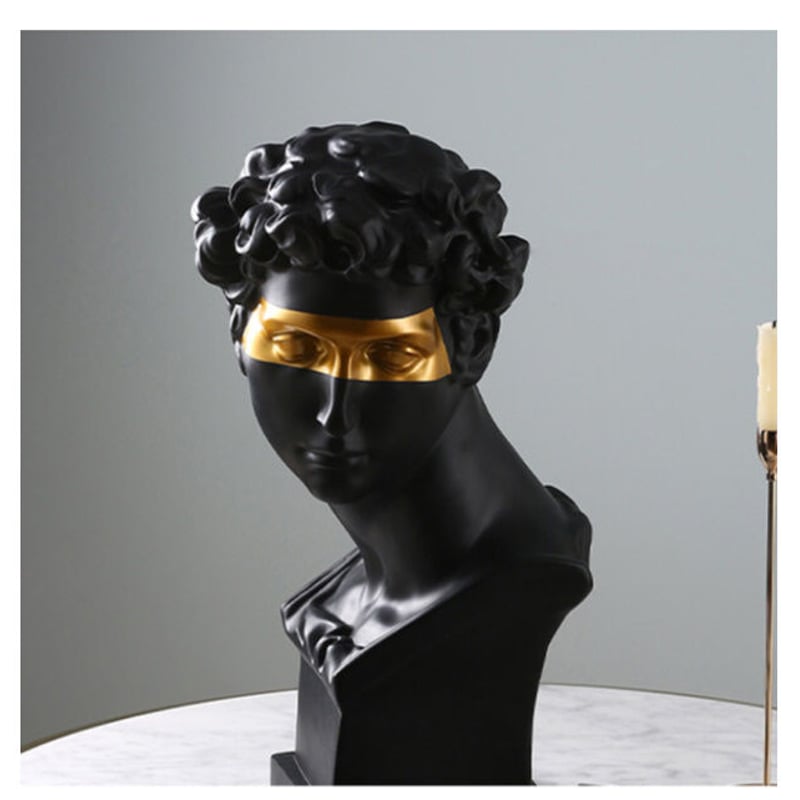 オブジェ】 ダビデ像 15cm 彫刻 ブラック 黒 部屋装飾品 お洒落