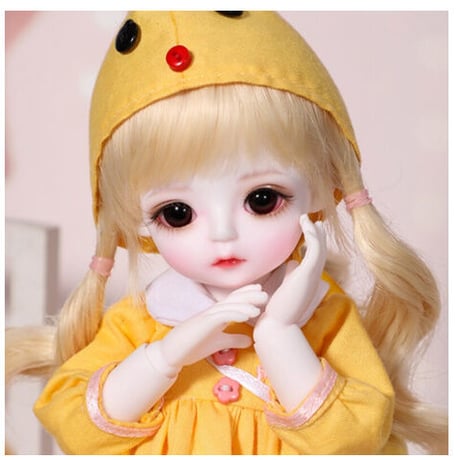 球体関節人形 BJD フルセット 1/6 ロリータ 女の子 本体＋眼球＋服＋靴＋ウィッグ メイクアップ済み カスタムドール かわいい 美少女 黄色い衣装 26cm 選べる2色
