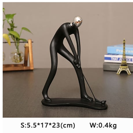 【オブジェ】 ゴルフをする人 スポーツ パターゴルフ 黒 23cm 樹脂彫像 部屋装飾品 お洒落インテリア 置物 プレゼント ギフト 雑貨