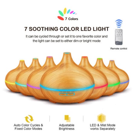 超音波加湿器 300ml リモコン付き 壺型 7色LED アロマディフューザー 静音 小型 加湿器 アロマ エッセンシャルオイル 机 卓上 デスク ミスト かわいい おしゃれ 癒し 選べる2色