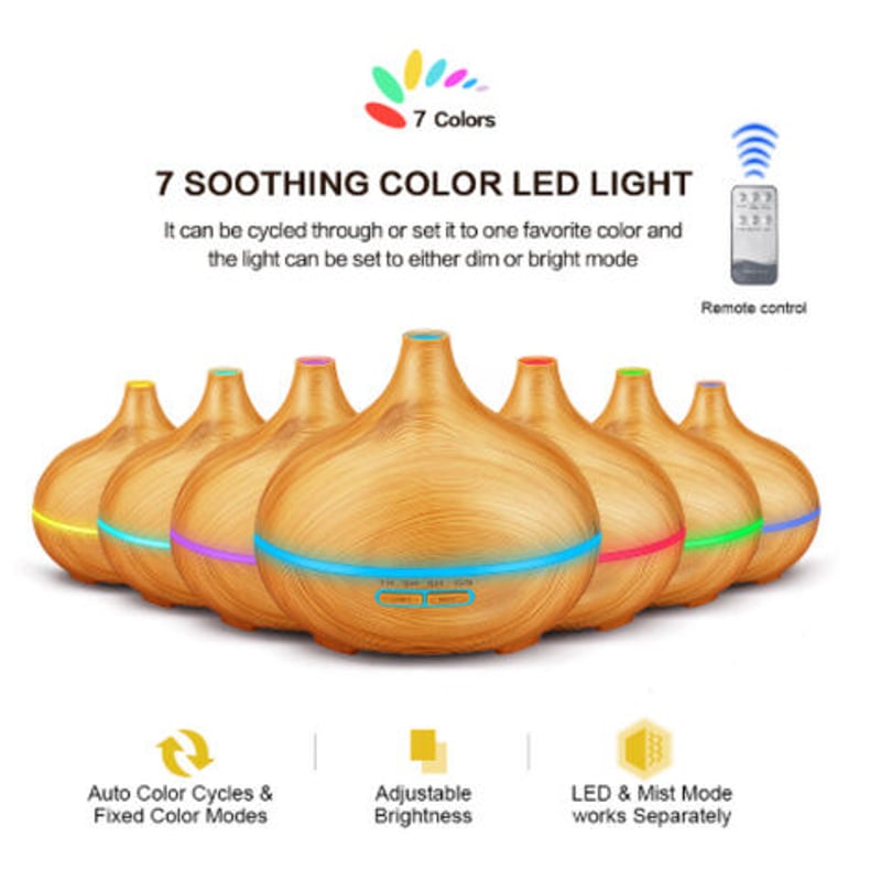 超音波加湿器 300ml リモコン付き 壺型 7色LED アロマディフューザー