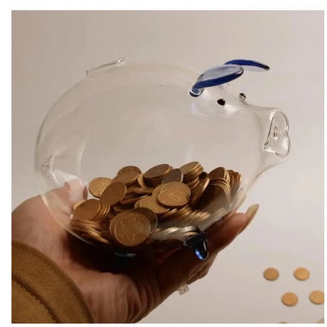 豚の貯金箱 透明ガラス７色展開 可愛い 誕生日プレゼント 貯金箱 置物 贈り物 コインセービングボックス