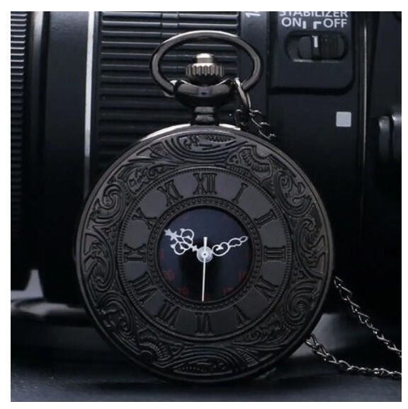 懐中時計 ヴィンテージ デザイン ブラック ユニセックス