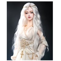 BJD ウィッグ ロング ウェーブ 美しい 白髪 白 球体関節人形 カスタムドール かつら 髪 アクセサリー SD DD MSD YOSD 上品 ホワイト 選べる4サイズ