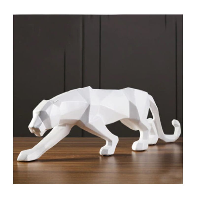 オブジェ】 チーター ジャガー ヒョウ 白 26cm 樹脂彫像 部屋装飾品