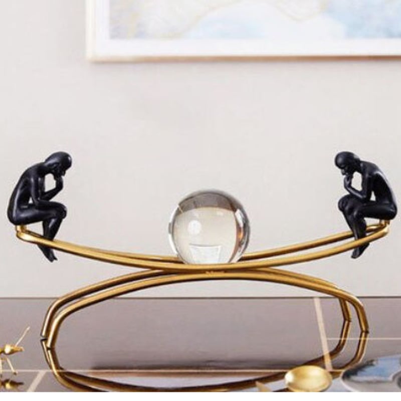 オブジェ】 置物 北欧インテリア 彫刻 考える人 水晶 おもしろ アート