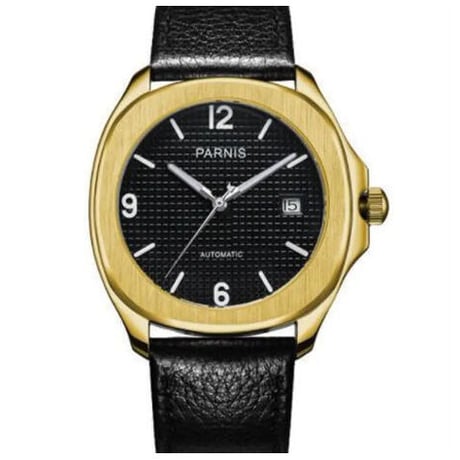 海外ブランド Parnis 自動巻 機械式腕時計 メンズ レザーバンド スケルトン 4色展開