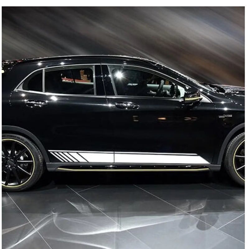 メルセデスベンツ用 ステッカー サイドスカート ストライプ GLAクラスX156 GLA180... サイドスカート 2 個車のドアサイドストライプスカートステッカー W177 A クラス AMG A35 ため 4マチックA45 S 