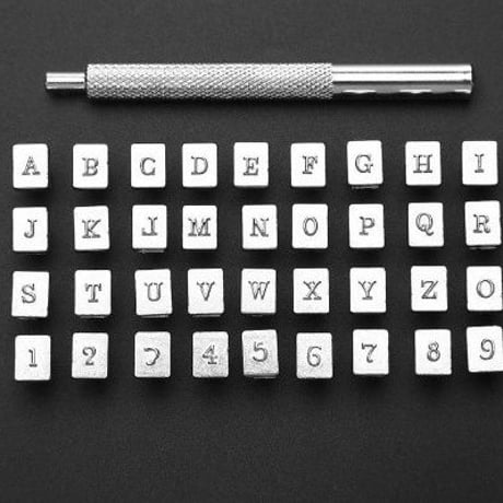 レザークラフト 刻印 ポンチ アルファベット 数字 スタンプ 36個セット