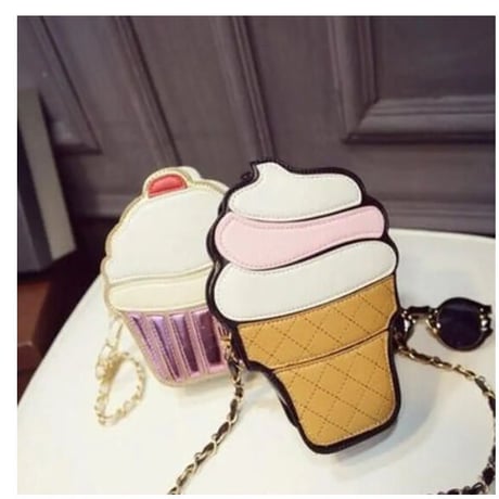 Yogodlns 個性的 デザイン ソフトクリーム カップケーキ ショルダーバッグ