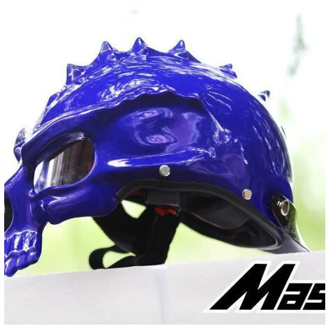 赤色 半帽ヘルメット スカルデザイン CROWN SKULL｜バイクヘルメット