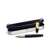 ケース付き ブラック＆ゴールドカラー 0.5 mm ペン先 万年筆