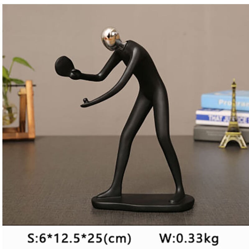 オブジェ】 卓球をする人 球技 卓球 スポーツ 黒 25cm 樹脂彫像 部屋 