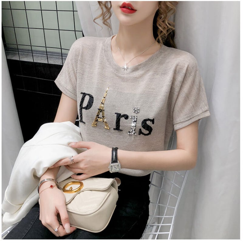 4色展開 ラウンドネック 半袖 エッフェル塔 PARIS ファッション T