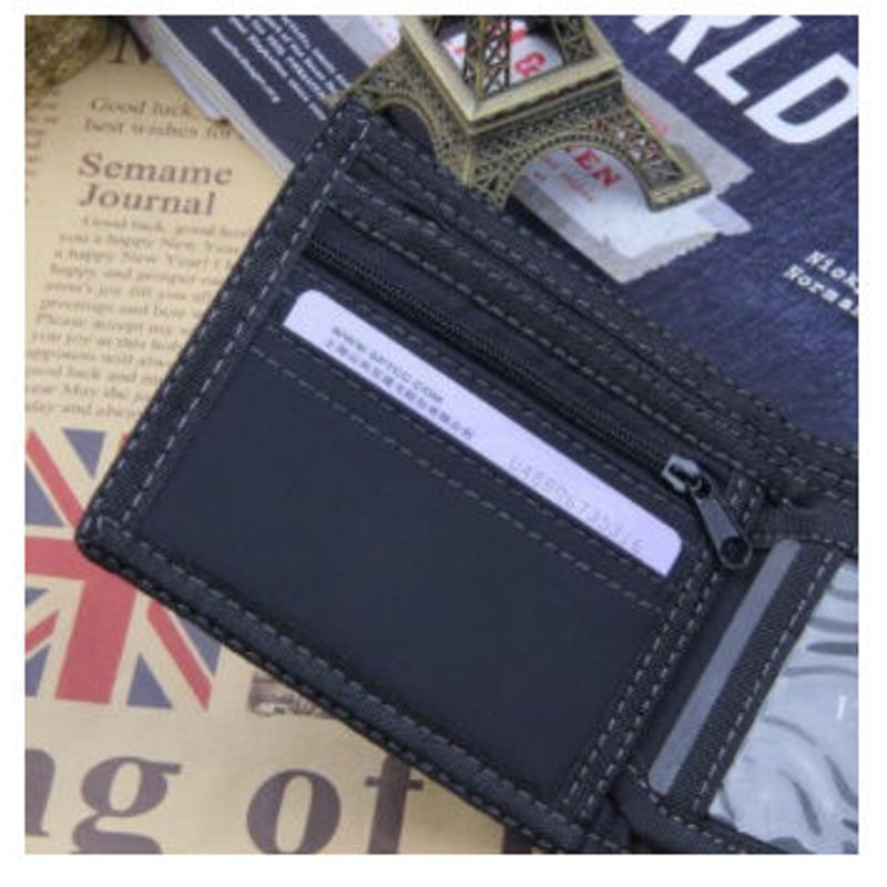 ヴィンテージデザイン ブルー ジーンズ キャンバス 2つ折り財布