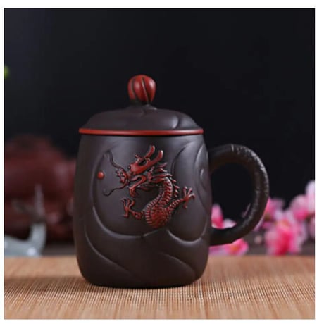 マグカップ ティーカップ ドラゴン 竜柄 440ml 蓋付 お茶会 レトロ アンティーク食器 高級装飾 贈り物