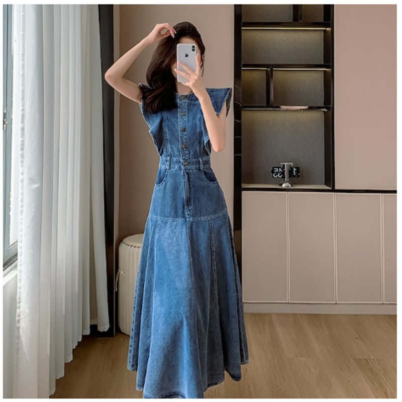 OLLEBOREBLA アルベロベロ　パッチワーク風　デニム ワンピース ☆アルベロベロ❣️デニムワンピース OLLEBOREBLA アルベロベロ パッチ