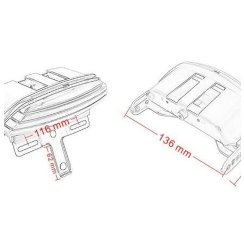 オートバイフェンダーナンバープレートブラケットLEDテールライト付
