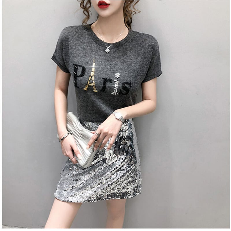 4色展開 ラウンドネック 半袖 エッフェル塔 PARIS ファッション T