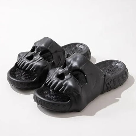 【2色展開】 ドクロ サンダル ホワイト ブラック スカル ゴシック ユニセックス パンク カジュアル ストリート 目立つ