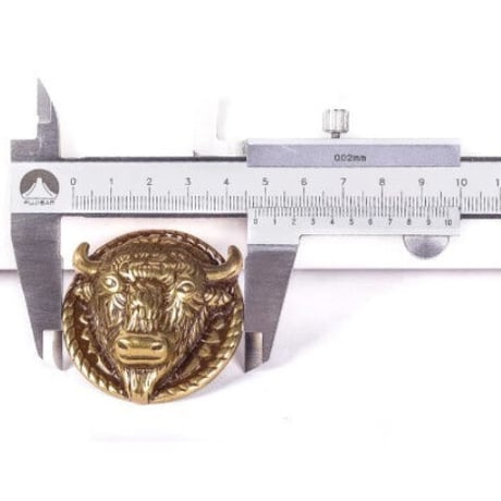 レザークラフト 2個セット 48X50mm 真鍮 ヘビー バッファロー ヘッド バイソン 雄牛  サドル ベルト コンチョ
