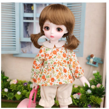 球体関節人形 BJD フルセット 1/6 美少女 女の子 本体＋眼球＋服＋靴＋ウィッグ メイクアップ済み カスタムドール 可愛い柄の衣装 26cm 選べる2色