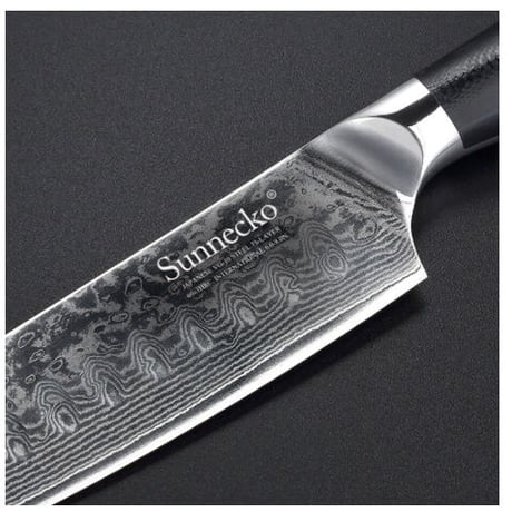 Sunnecko 包丁 ダマスカス模様 三徳シェフナイフ 5インチ 73層 VG10 HRC60 G10ハンドル 切れ味抜群