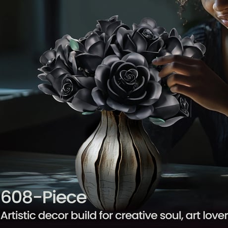 LEGO互換 ブラックローズ 黒薔薇 薔薇 バラ 永遠の愛 12本 608ピース レゴ互換 贈り物