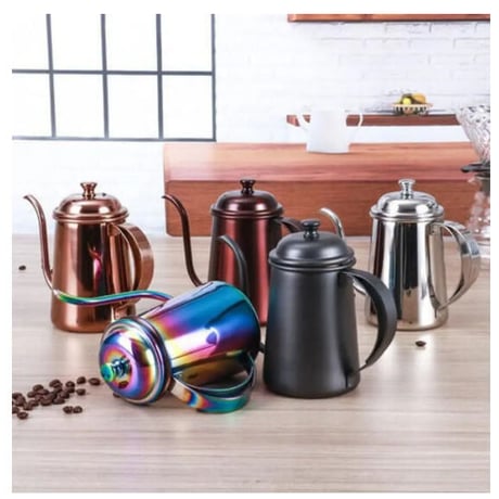 5色展開 ステンレス鋼 コーヒードリップケトル 泡立 コーヒーポット コーヒーツール 650ml