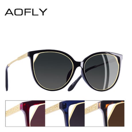 AOFLY キャットアイ 偏光サングラス レディース 人気 キャッツアイ ポラロイド UV400 軽量 かわいい 旅行 釣り ドライブ 運転 ビーチ 海 おしゃれ  海外トップブランド 3色展開