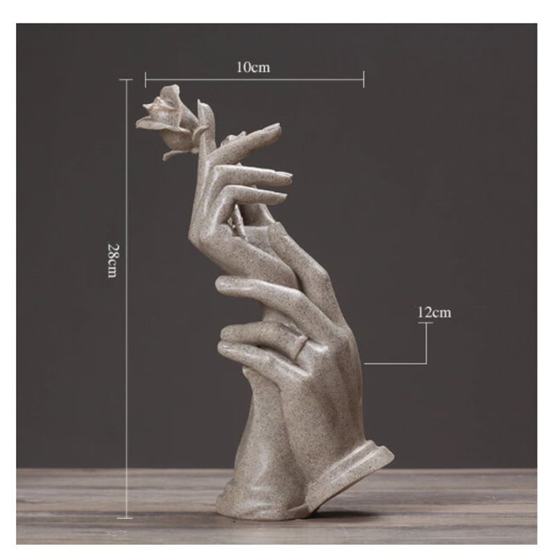オブジェ】 薔薇を持つ手 10×28cm 樹脂彫像 デッサンパーツ 彫刻 部屋