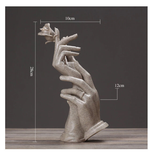オブジェ】 薔薇を持つ手 10×28cm 樹脂彫像 デッサンパーツ 彫刻 部屋