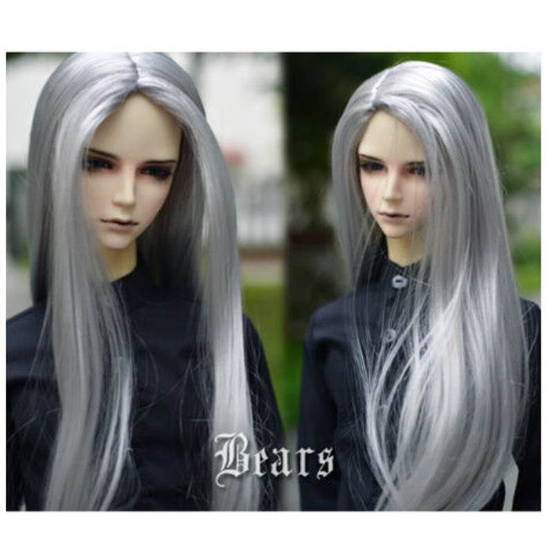 BJD ウィッグ ロング ストレート 銀髪 シルバー 1/3 球体関節人形