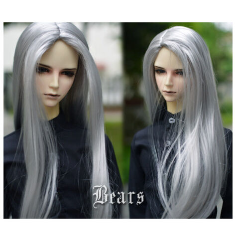 BJD ウィッグ ロング ストレート 銀髪 シルバー 1/3 球体関節人形