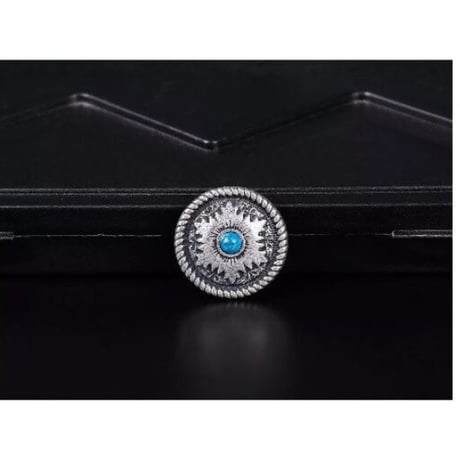 レザークラフト 10個セット 26 × 26mm アンティークシ ルバー フラワー ターコイズカラー  サドルコンチョ