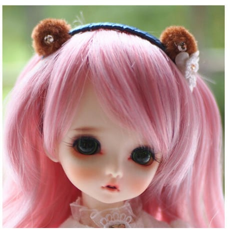 BJD ウィッグ ロング ウェーブ キレイな ピンク 選べる3サイズ 球体関節人形 カスタムドール かつら 髪 アクセサリー SD DD MSD YOSD