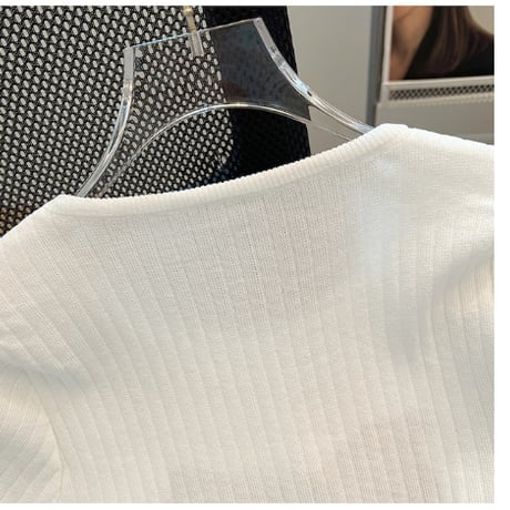 【2色展開】ビーズ リボン サマー ニット Tシャツ 着回し キュート CP1545