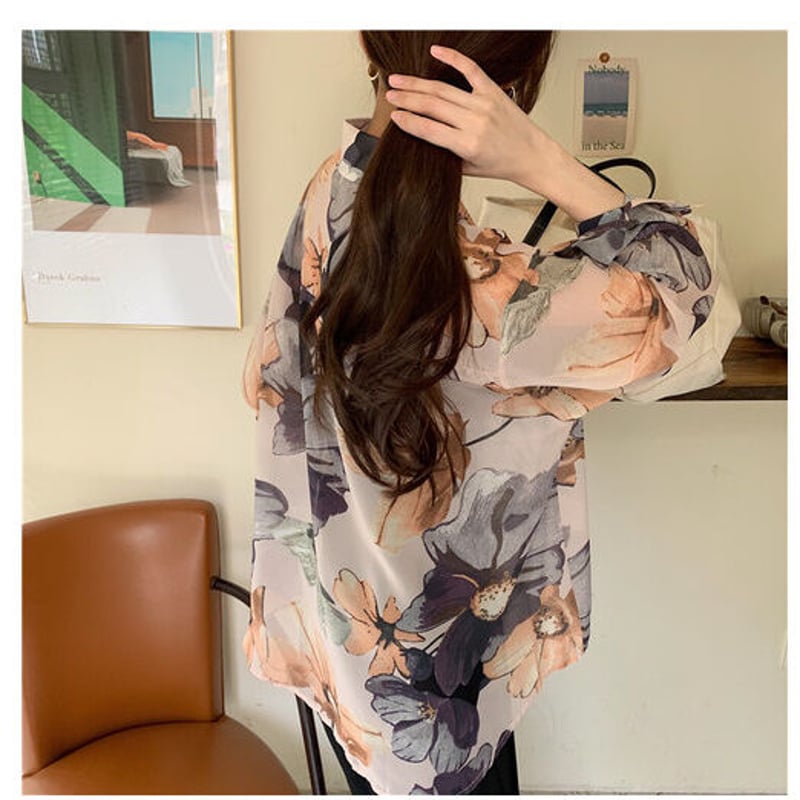 【LEPNARD】シースルー花柄長袖シャツ LEPNARD】シースルー花柄長袖シャツ