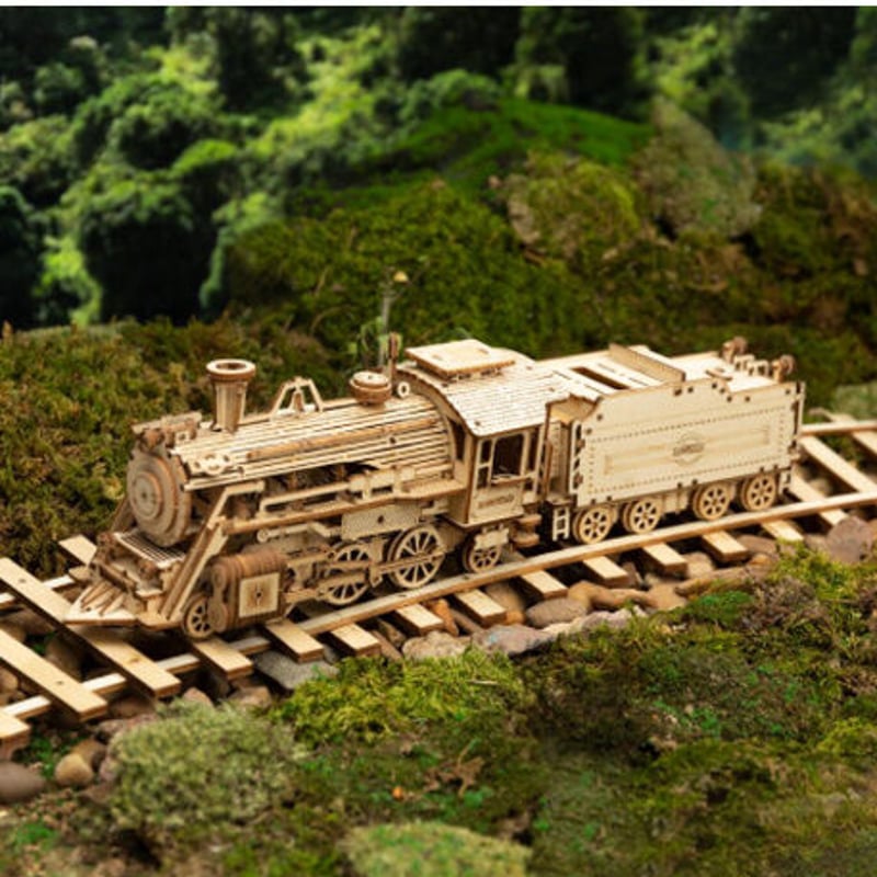 ROBOTIME】 蒸気機関車 木製 3D立体パズル 組み立てキット 自作 MC501