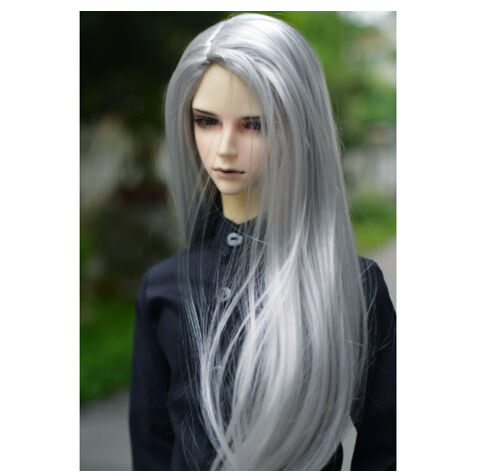 BJD ウィッグ ロング ストレート 銀髪 シルバー 1/3 球体関節人形 BJD ウィッグ ロング ストレート 銀髪 シルバー 1/3 球体関節人形