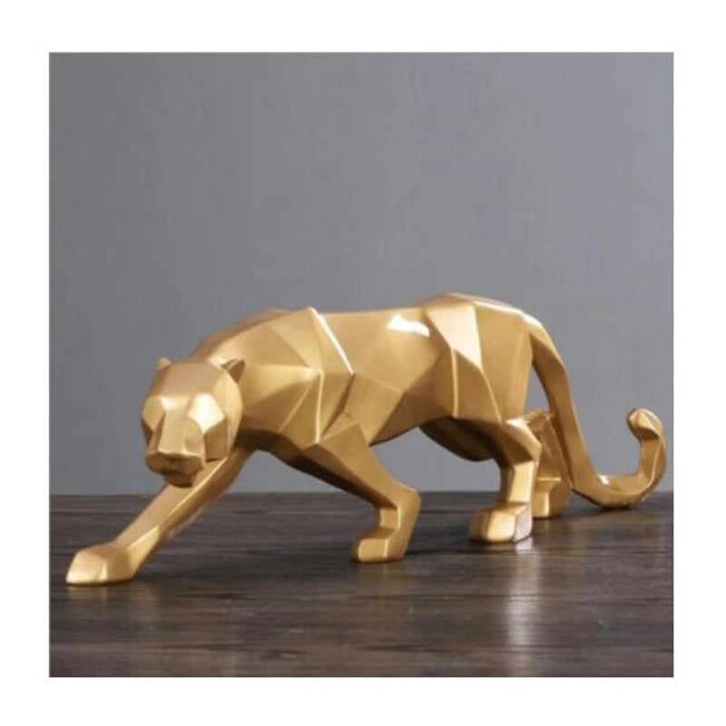 ジャガー（豹）ゴールド置物 ヒョウ トラ ジャガー オブジェ ビッグ