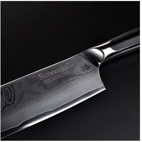 Sunnecko プロ用 7インチ クリーバーナイフ 日本製VG10コアスチールブレード 強力硬度 ダマスカス模様 キッチンナイフG10ハンドル