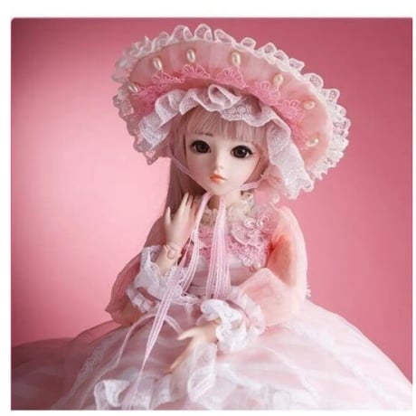 球体関節人形 BJD 衣装付き お姫様 お嬢様 女の子 フルビニール60cm 帽子ロングヘア 上品 優雅 気品 フランス人形/西洋人形/SD ピンクドレス