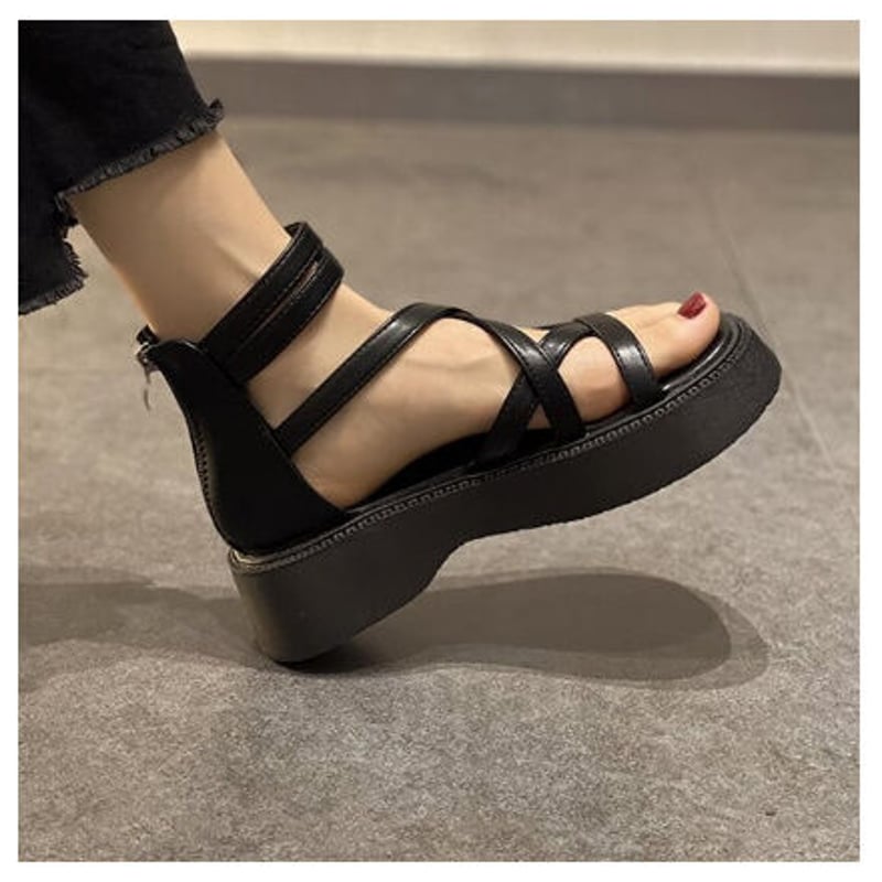 サンダル レディース 厚底 編み上げ ガーリー カジュアル スポーティー